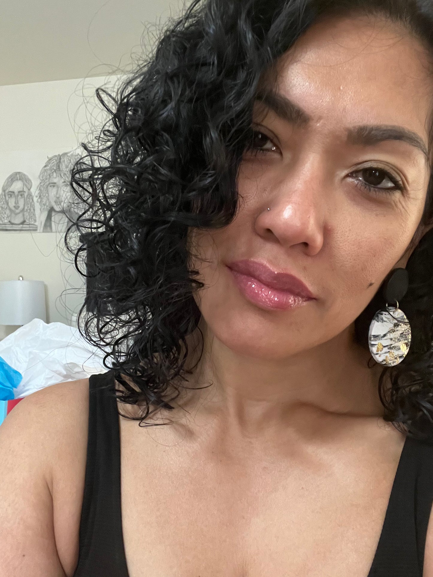 Black moon Dangle earrings 1955