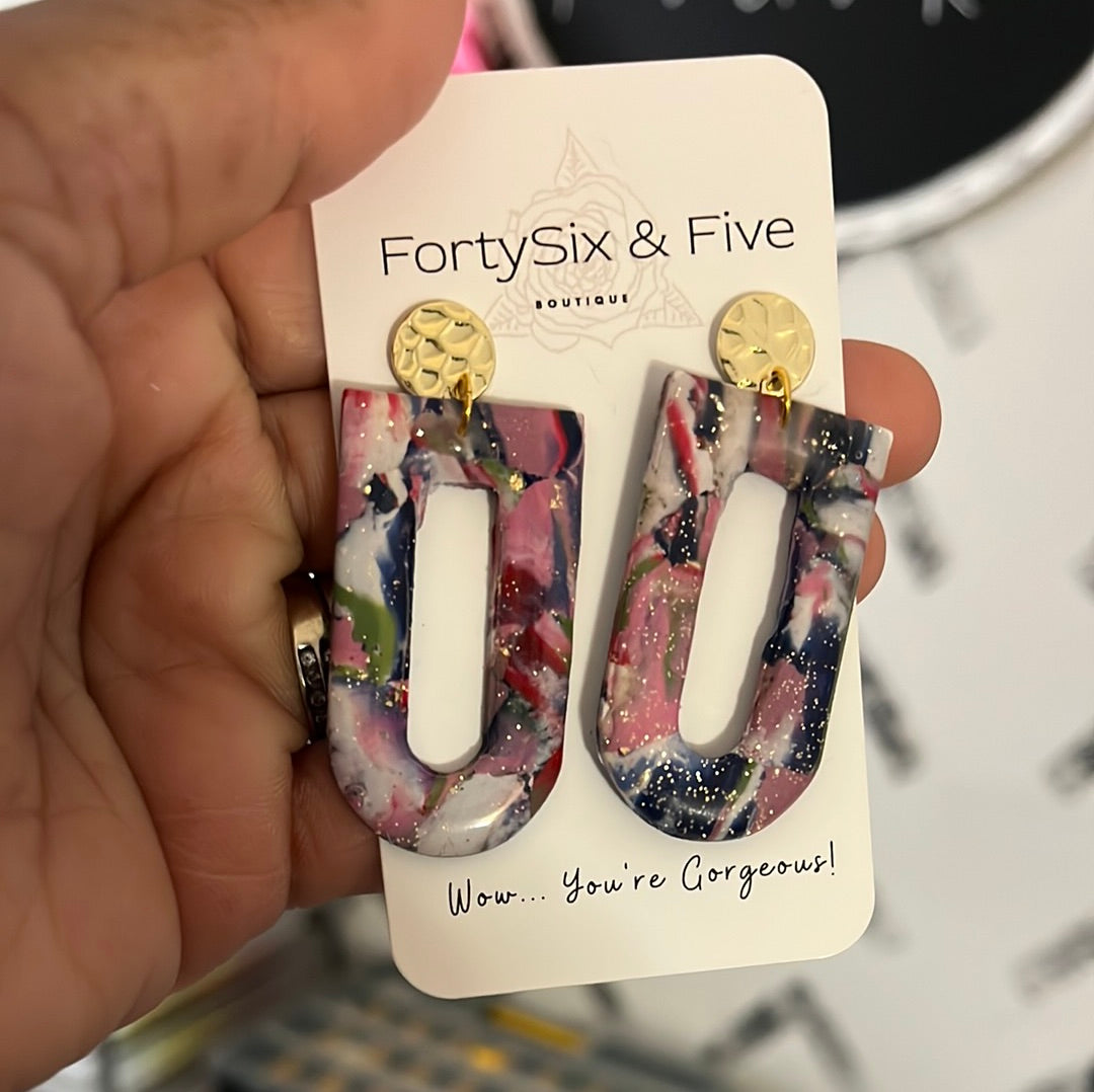 Gold flecks pink arch EARRINGS