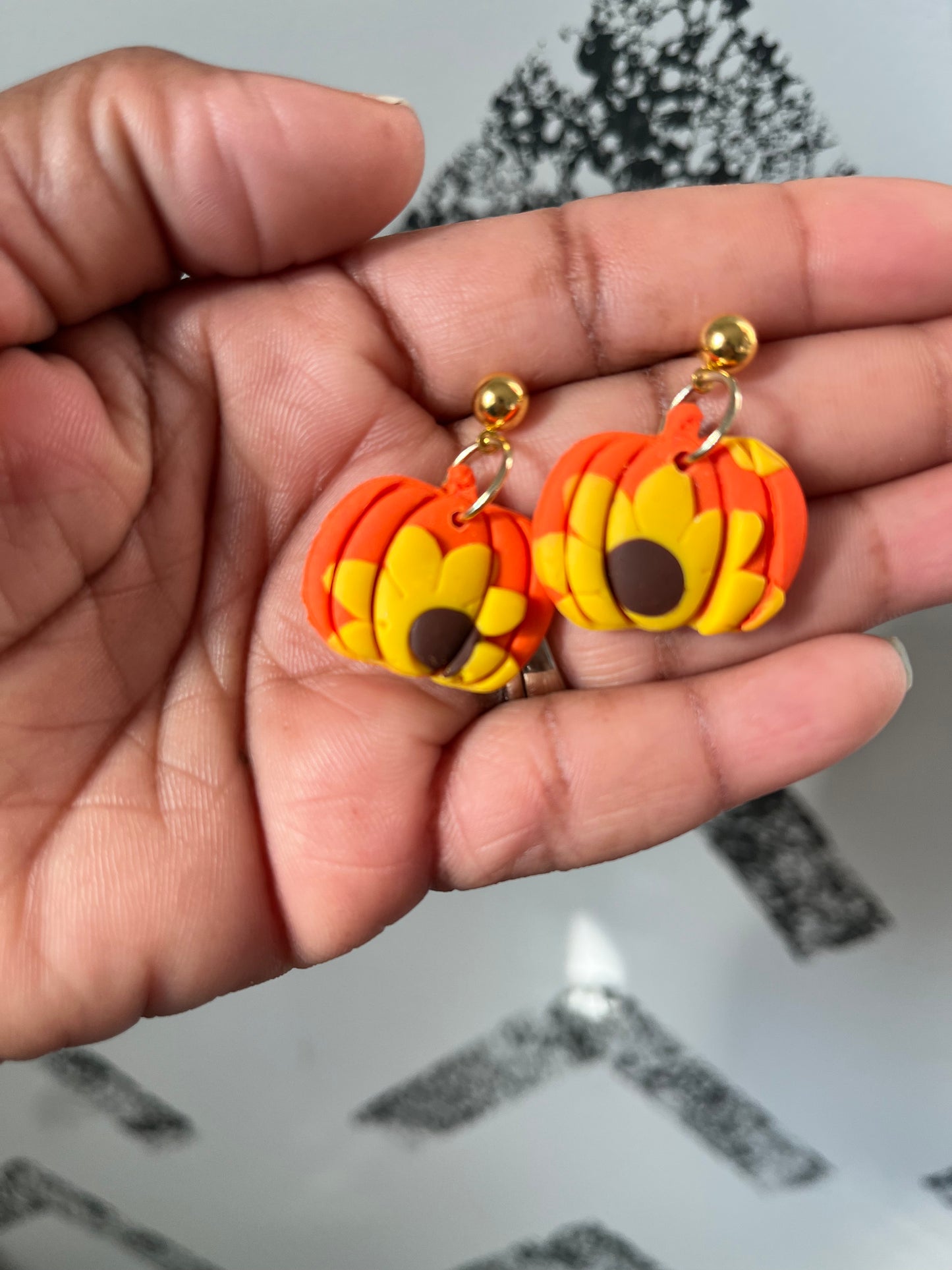 Orange pumpkin post FALL Earrings 1955
