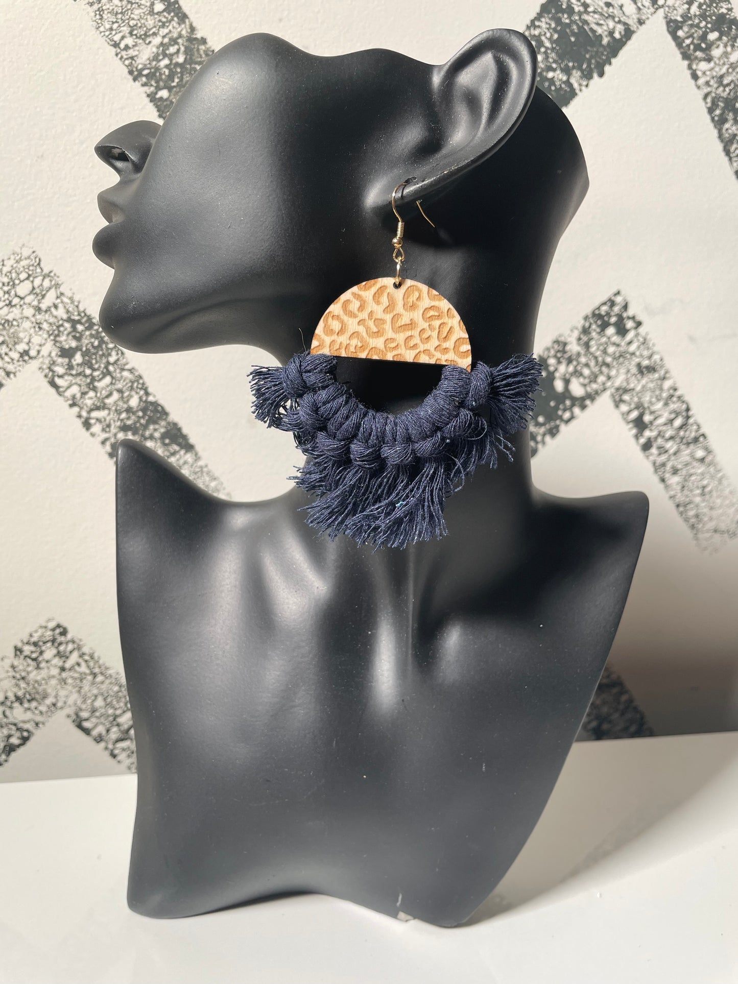 Courtney Denim macrame Dangle Earrings 1955