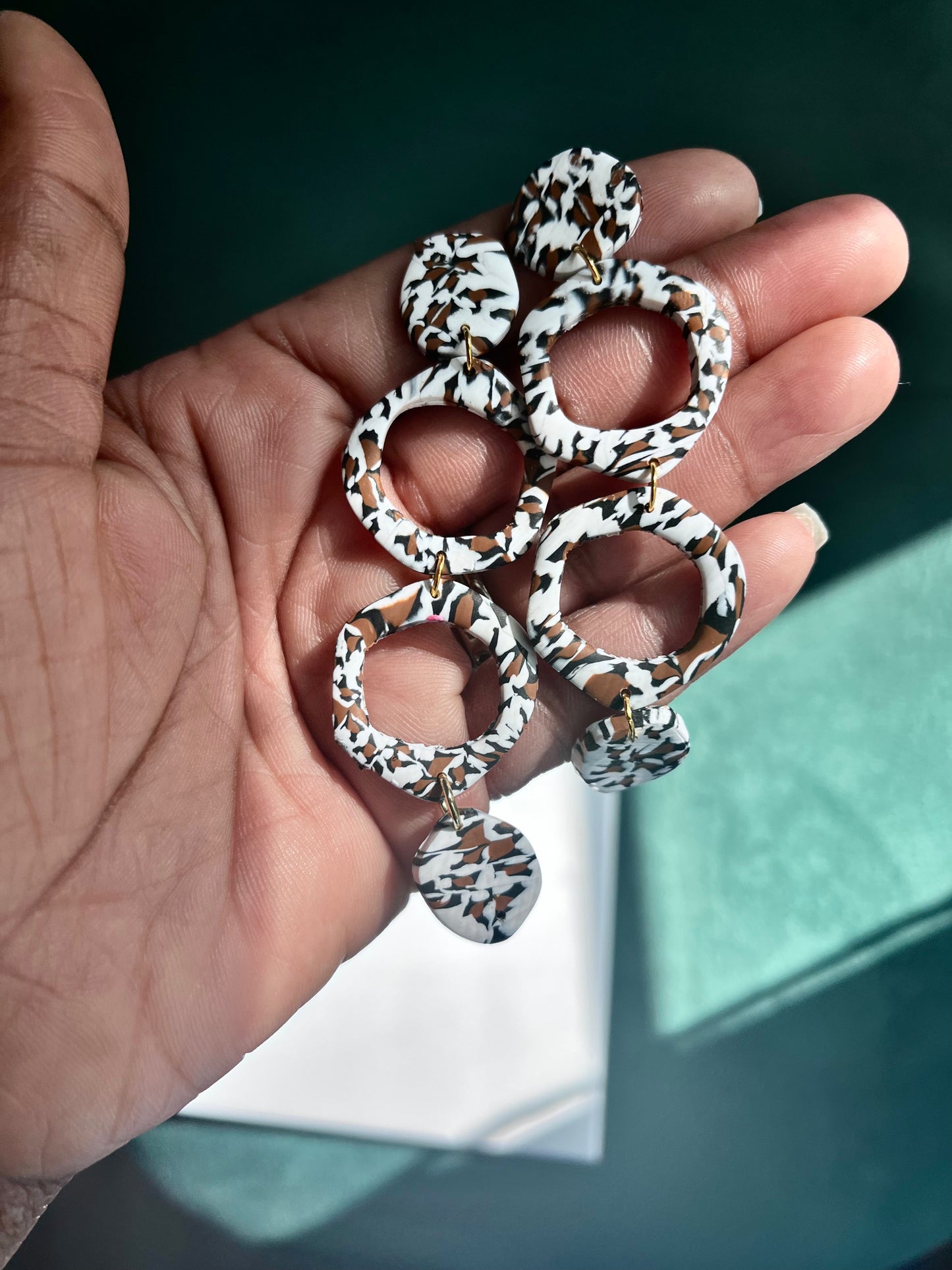 Patterned marble leopard boho dangles