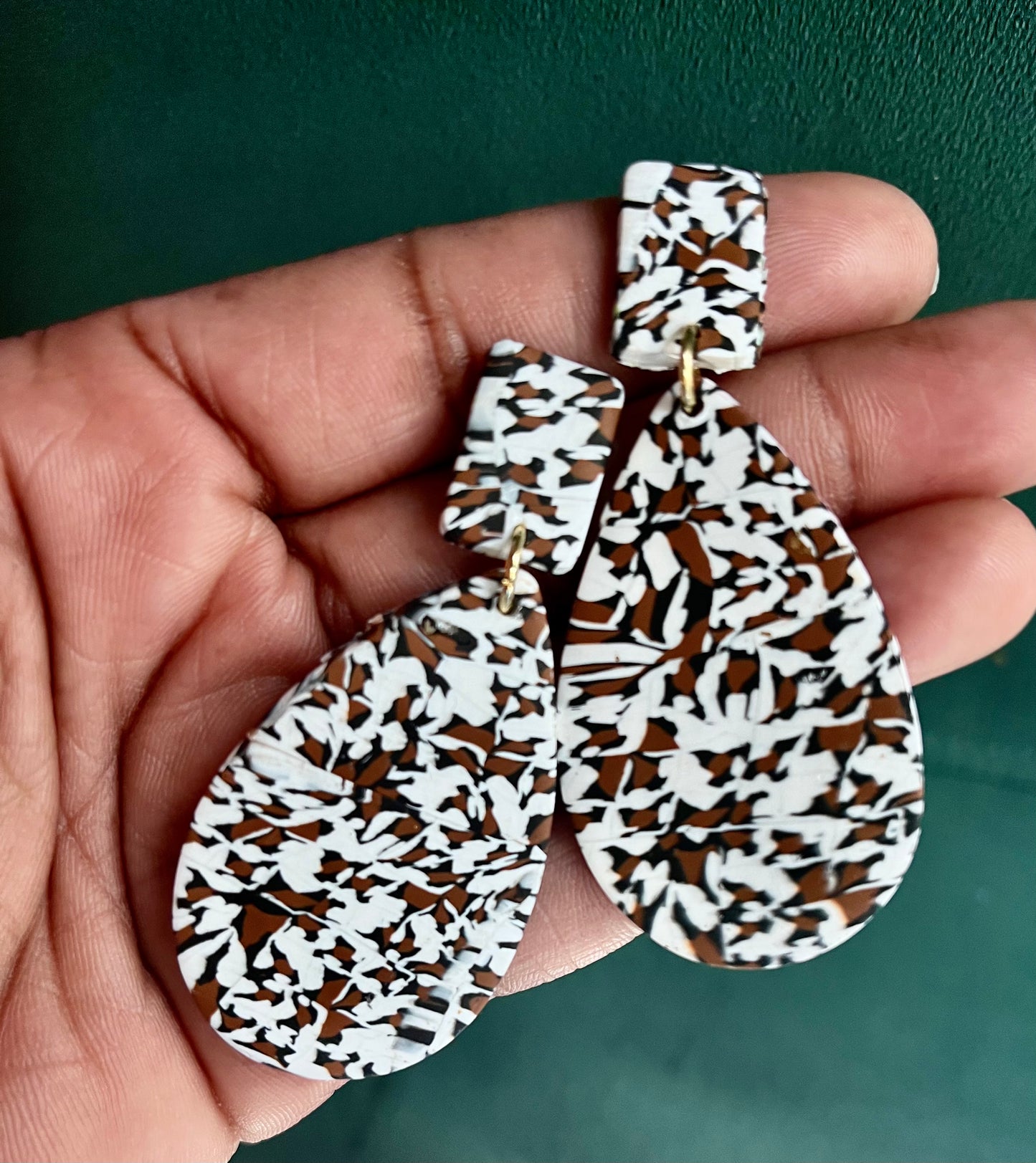 Patterned marble leopard teardrops