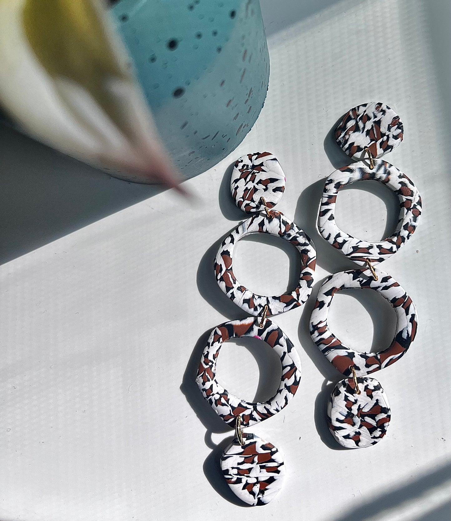 Patterned marble leopard boho dangles