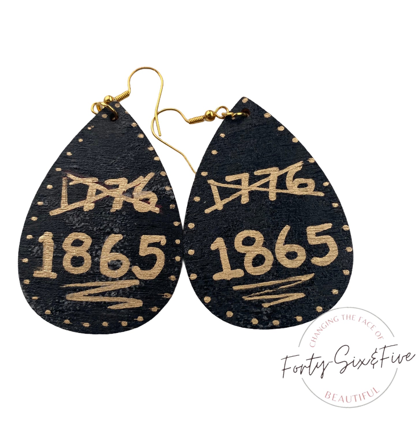 Juneteenth wooden not 1776 1865 Expressions Earrings small