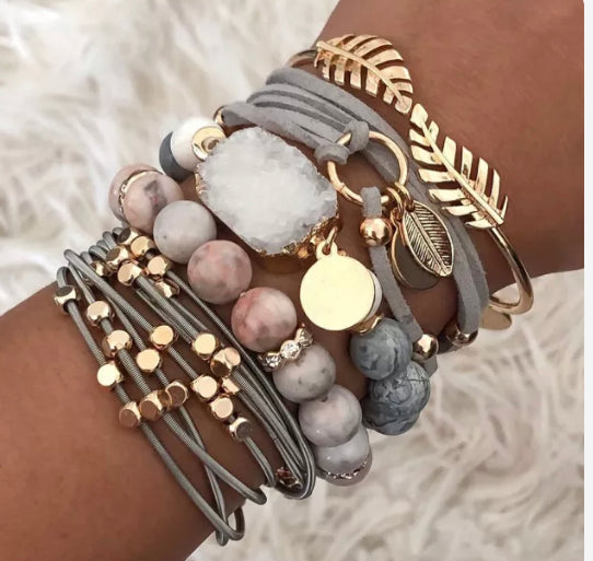 ADMIRATION STACK-BOHO luxury natural stone bracelet stack