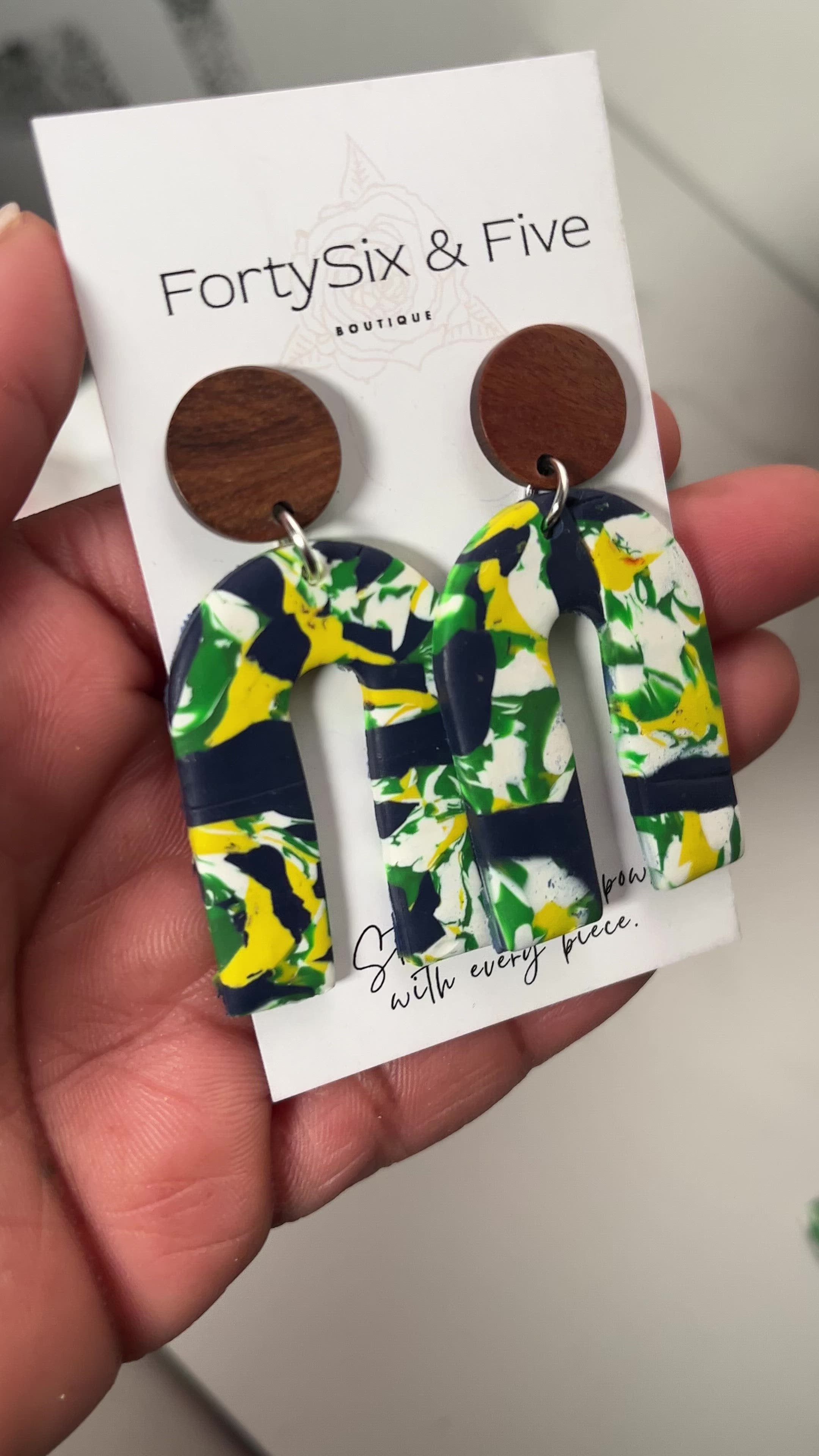 Multi color blues “Unique U ” Earrings  1955