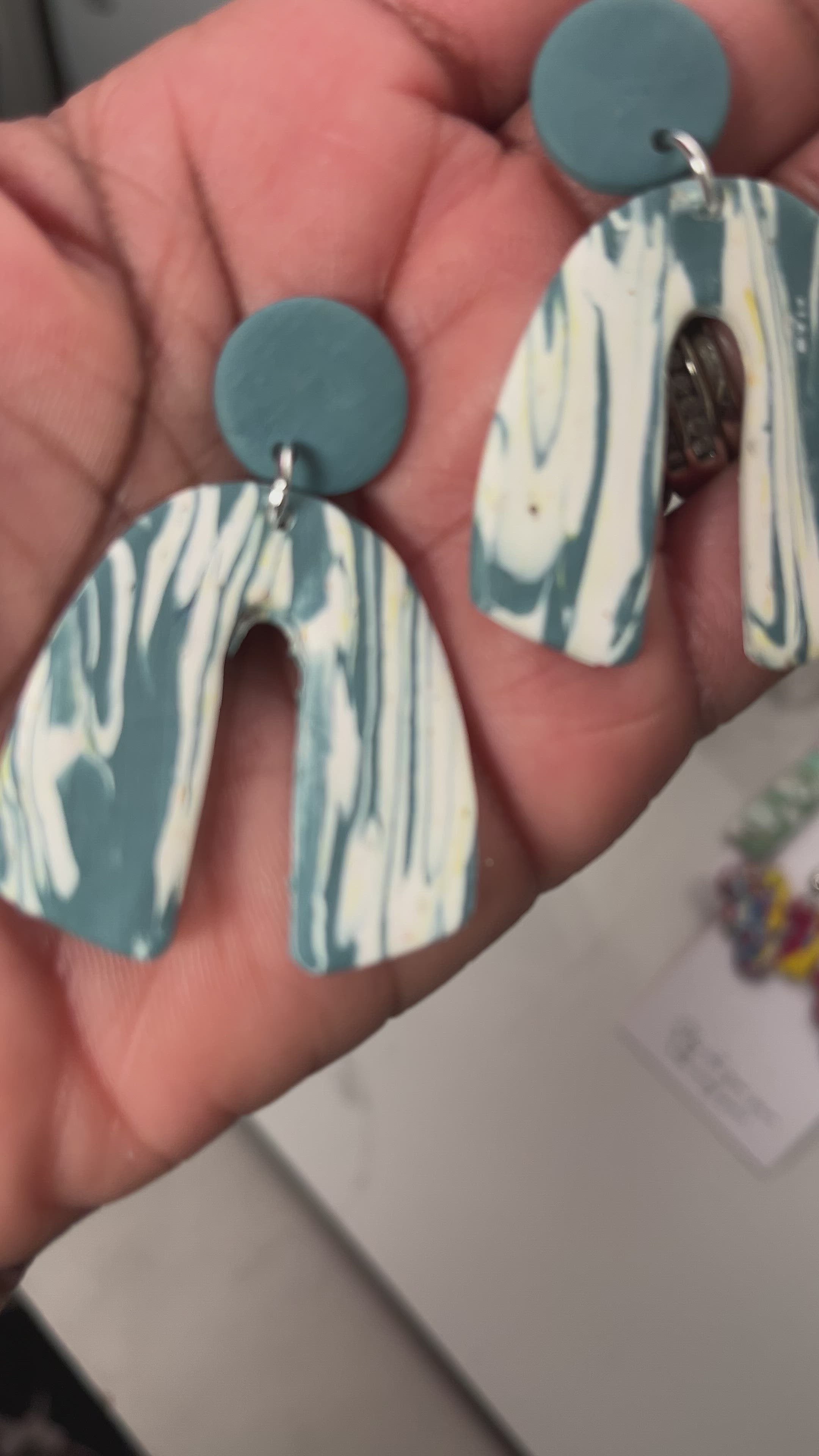 Blue green striated “Carmen” Earrings  1955