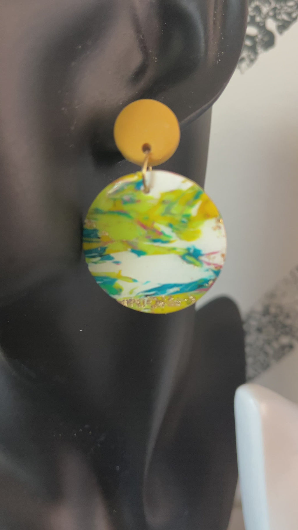 Green multicolor “JUNIE ” Earrings  1955