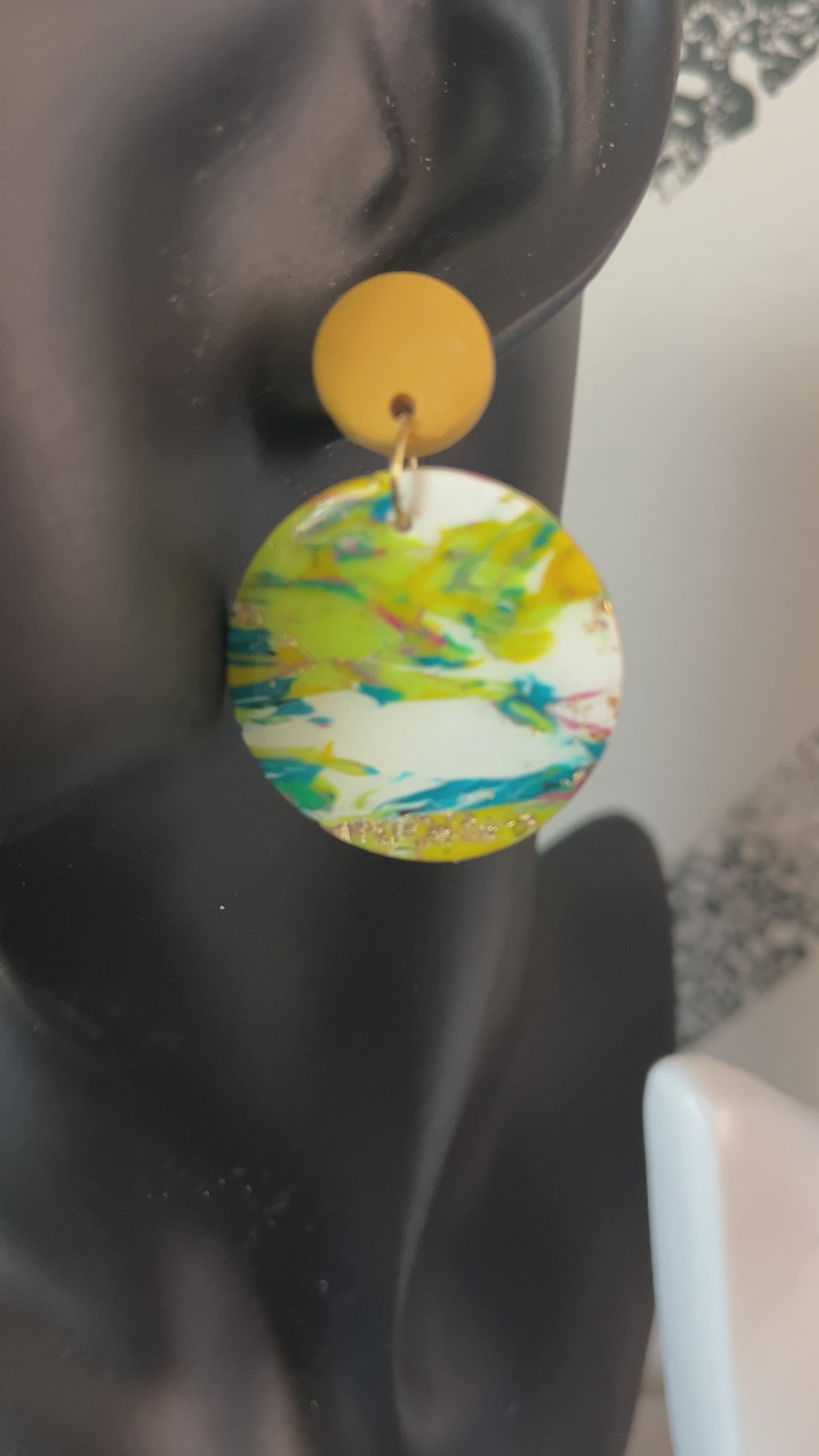Green multicolor “JUNIE ” Earrings  1955