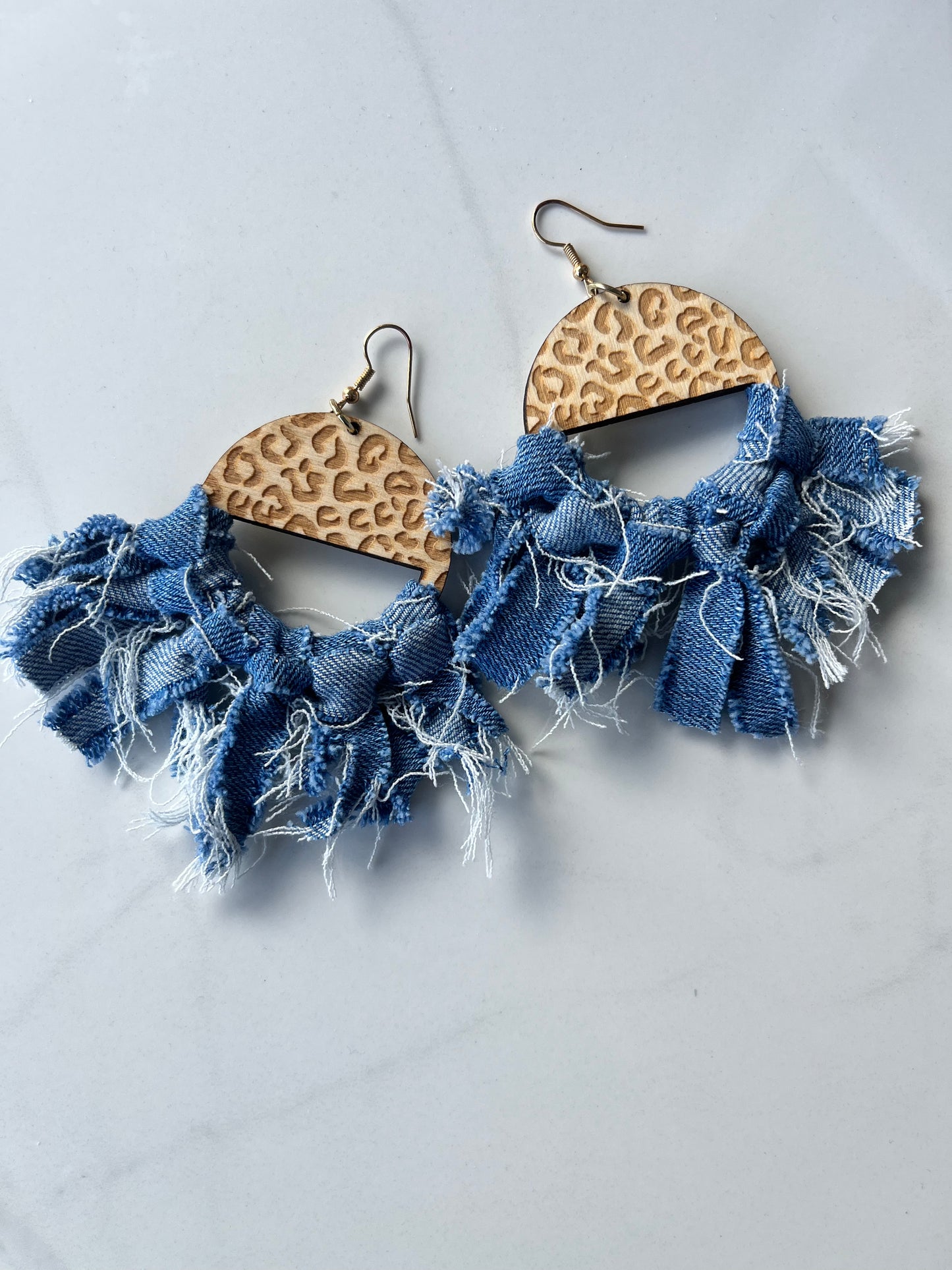Courtney Denim  macrame  Dangle Earrings 1955