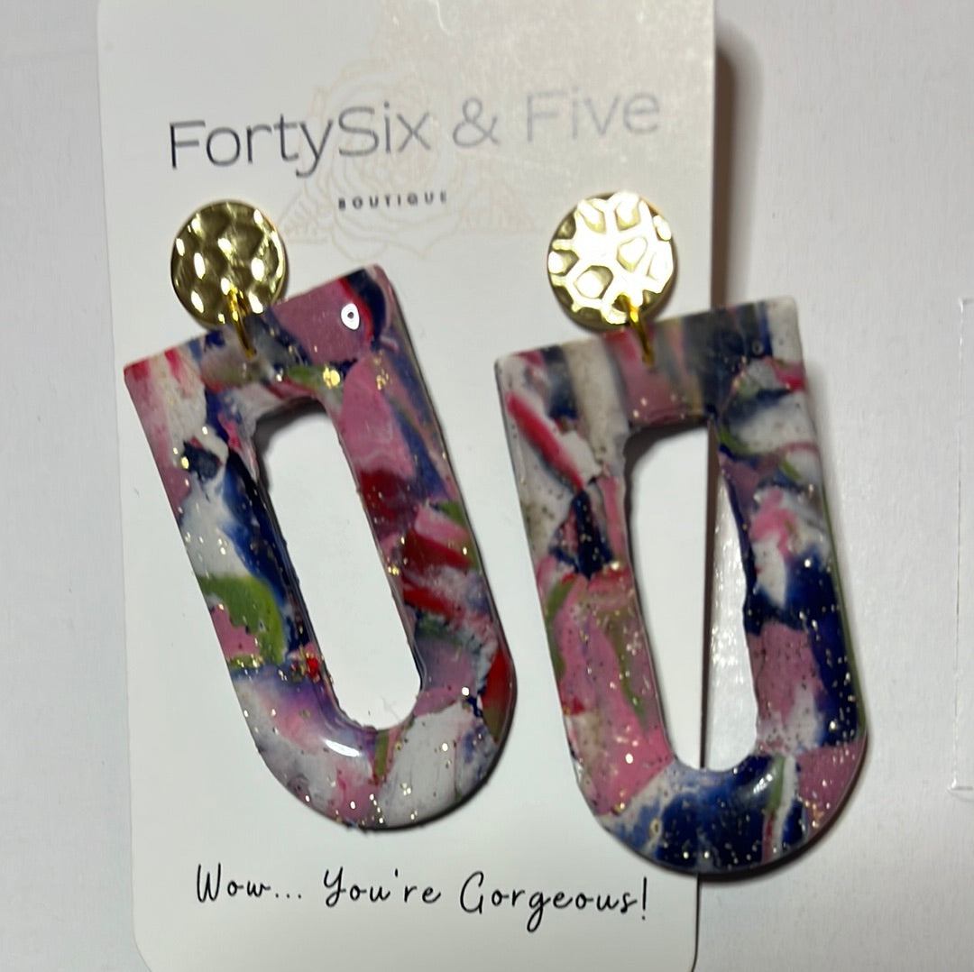 Gold flecks pink arch EARRINGS