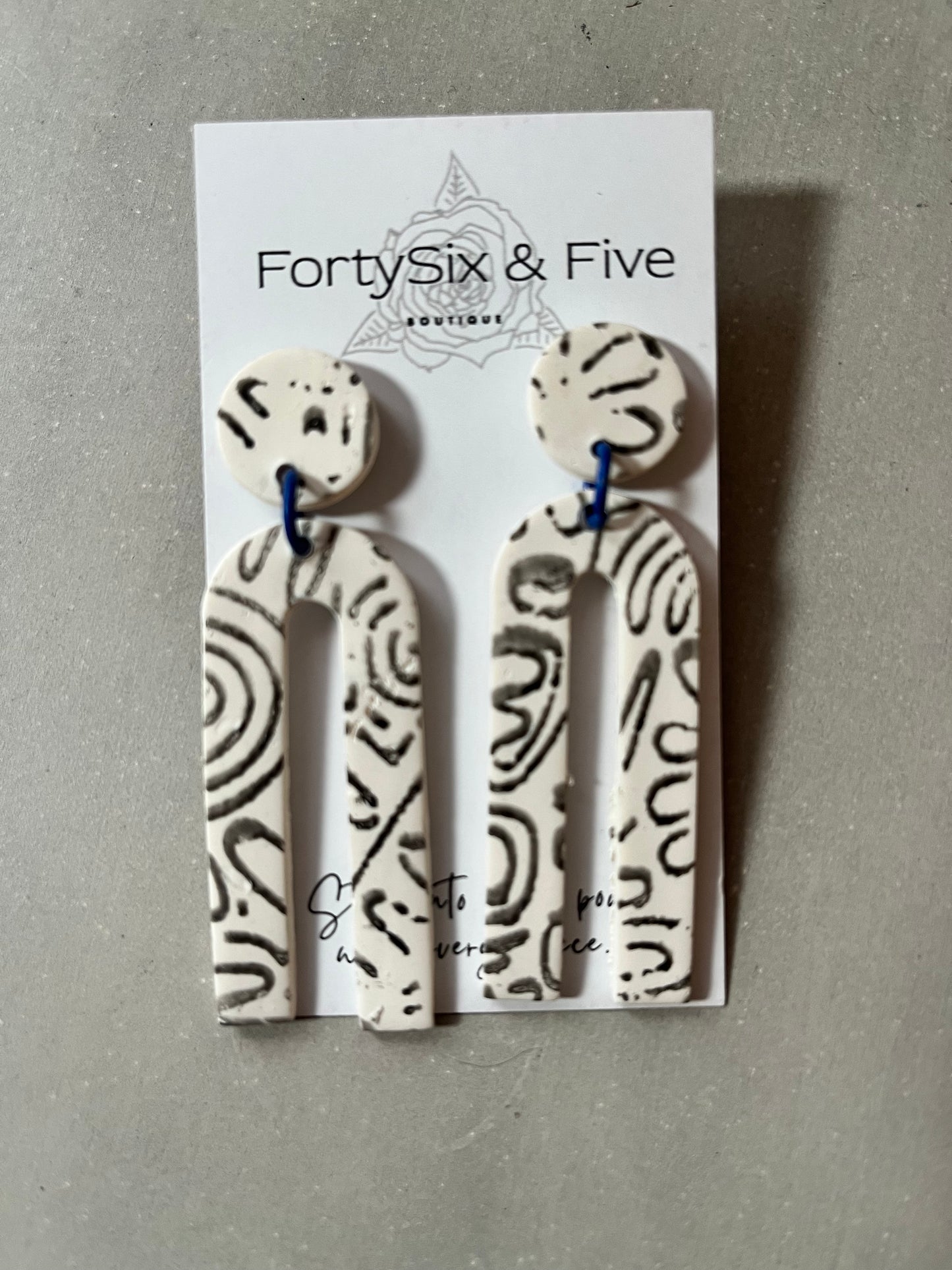 Black,white & blue skinny arch Earrings  1955