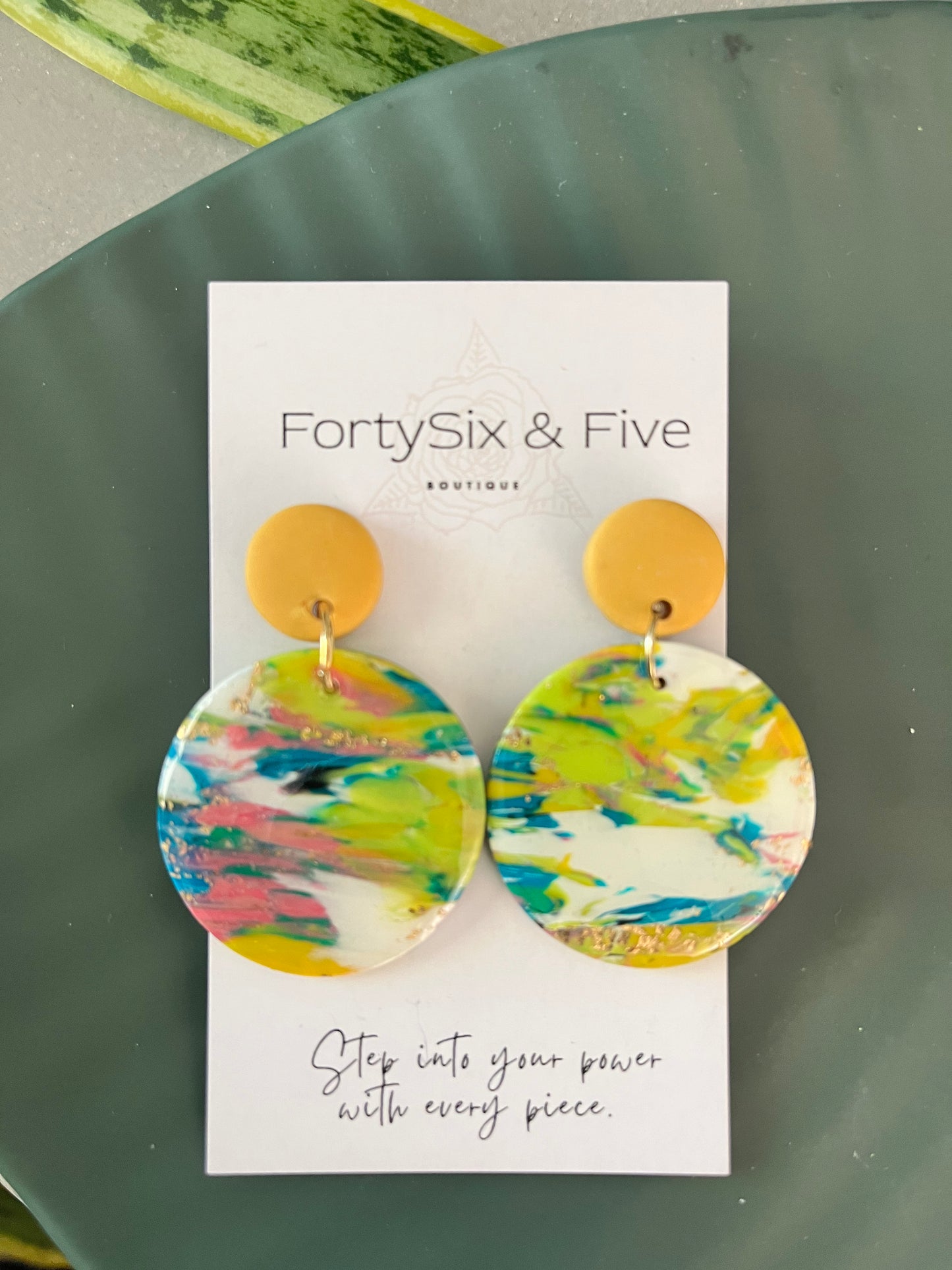 Green multicolor “JUNIE ” Earrings  1955