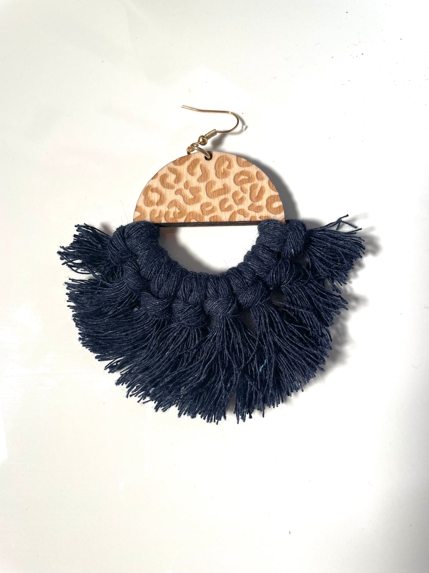 Courtney Denim  macrame  Dangle Earrings 1955