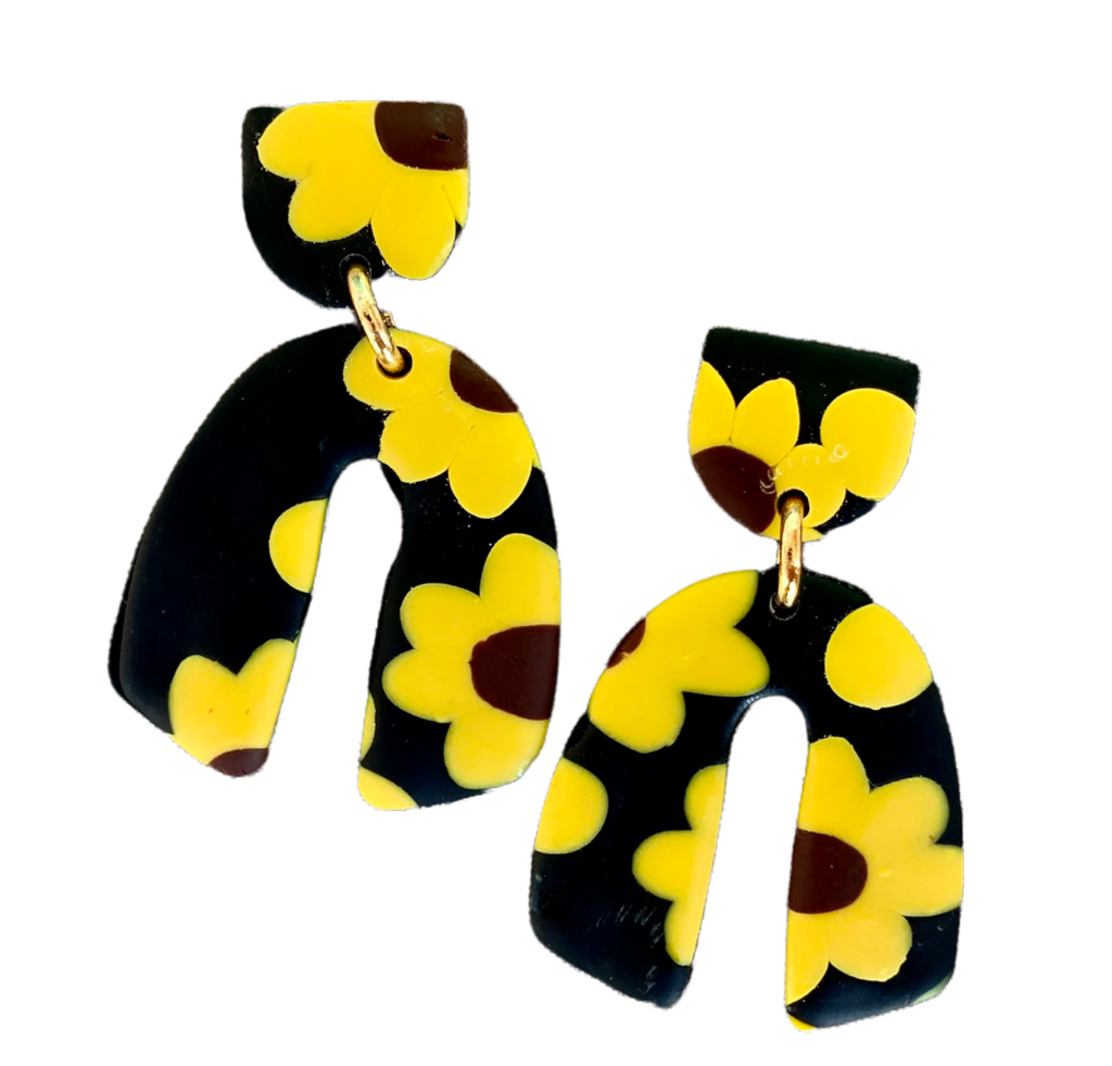 Black flower FALL Earrings 1955