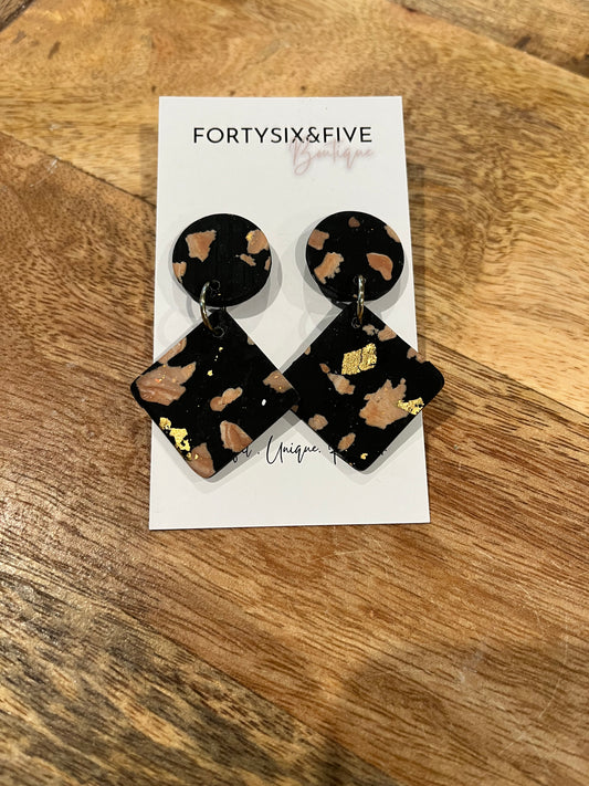 Black Confetti Dangle earrings 1955