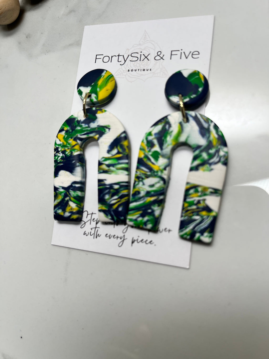 Multi color blues “Unique U ” Earrings  1955