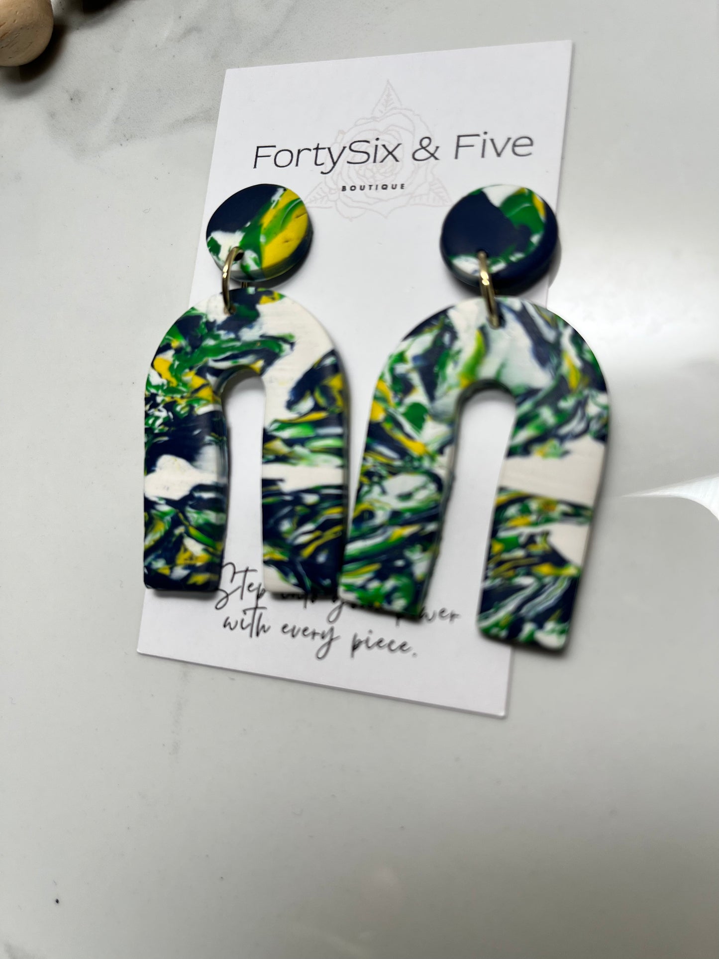 Multi color blues “Unique U ” Earrings  1955