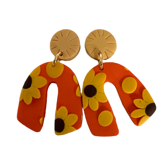 Orange flower FALL Earrings 1955