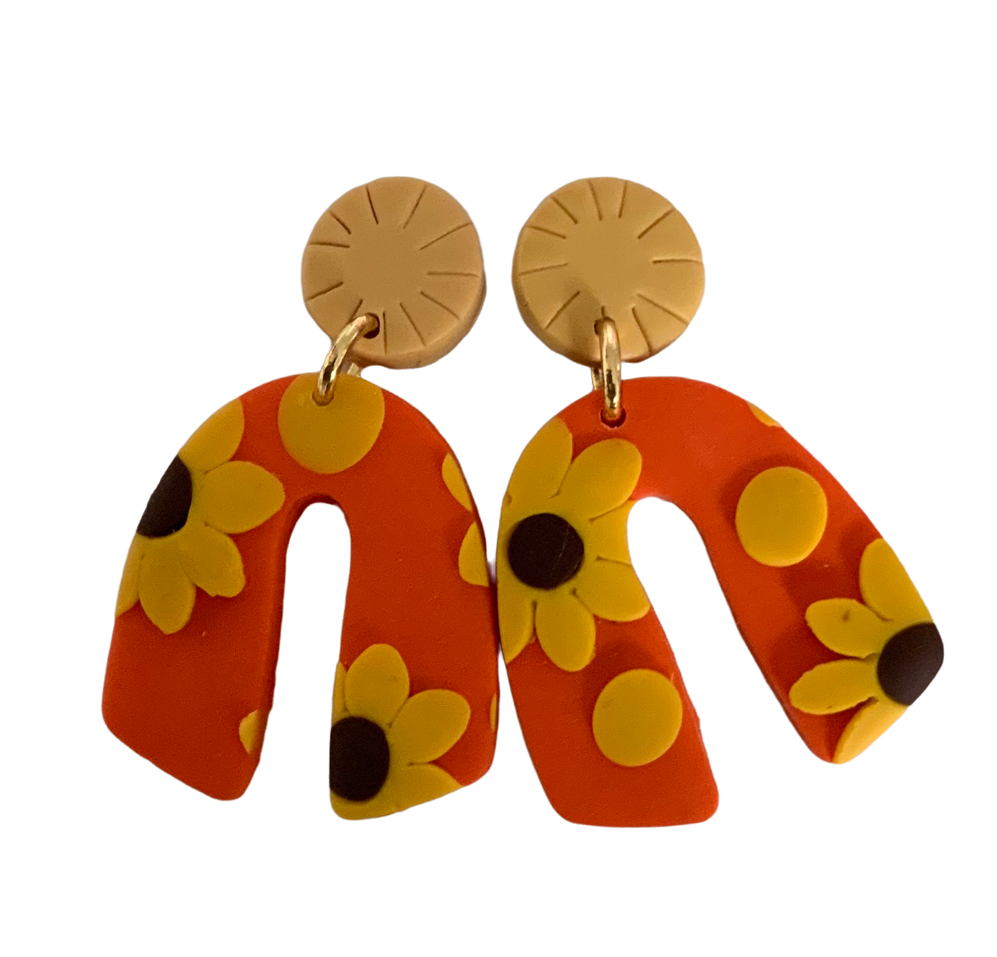 Orange flower FALL Earrings 1955
