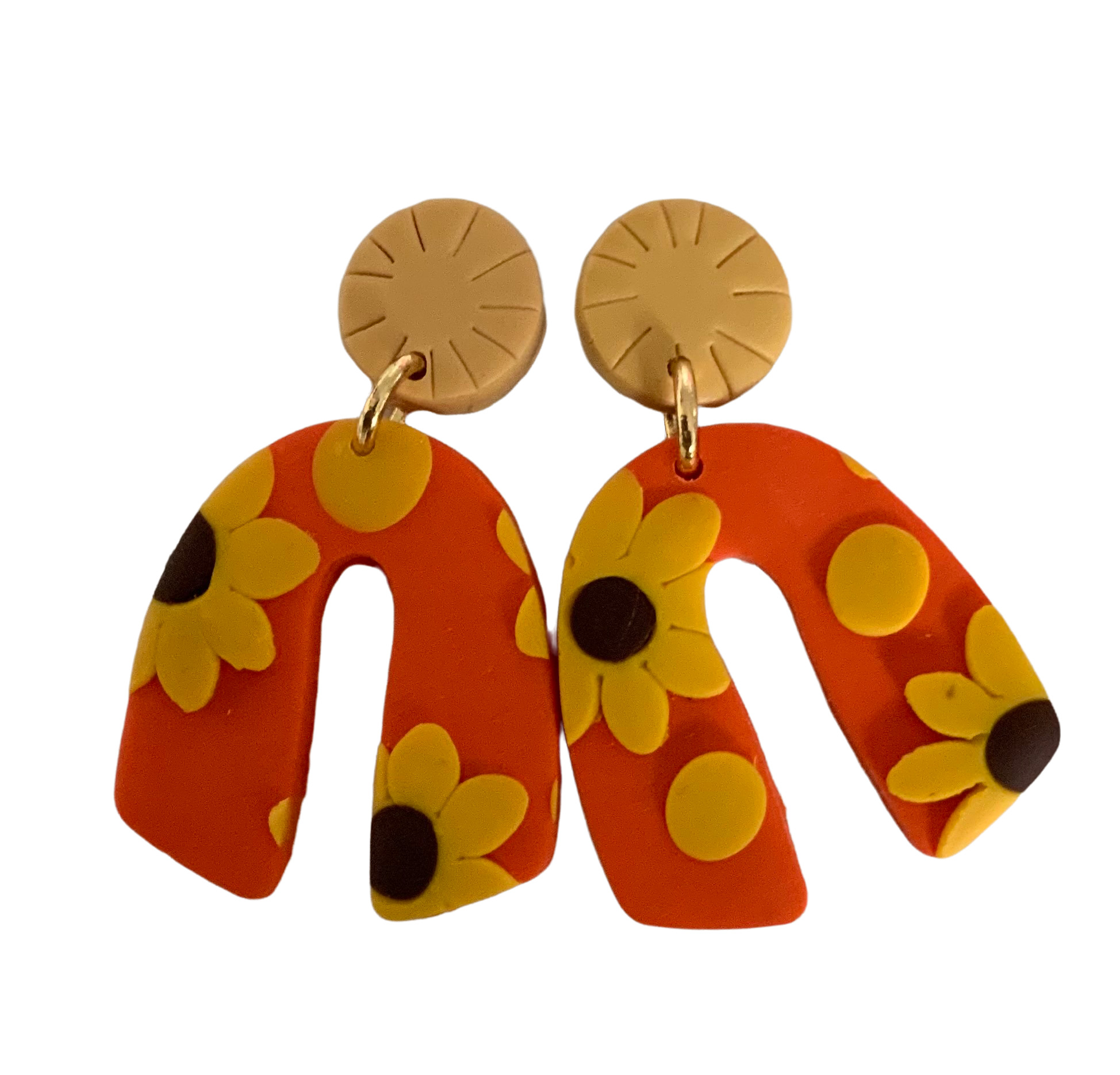 Orange flower FALL Earrings 1955