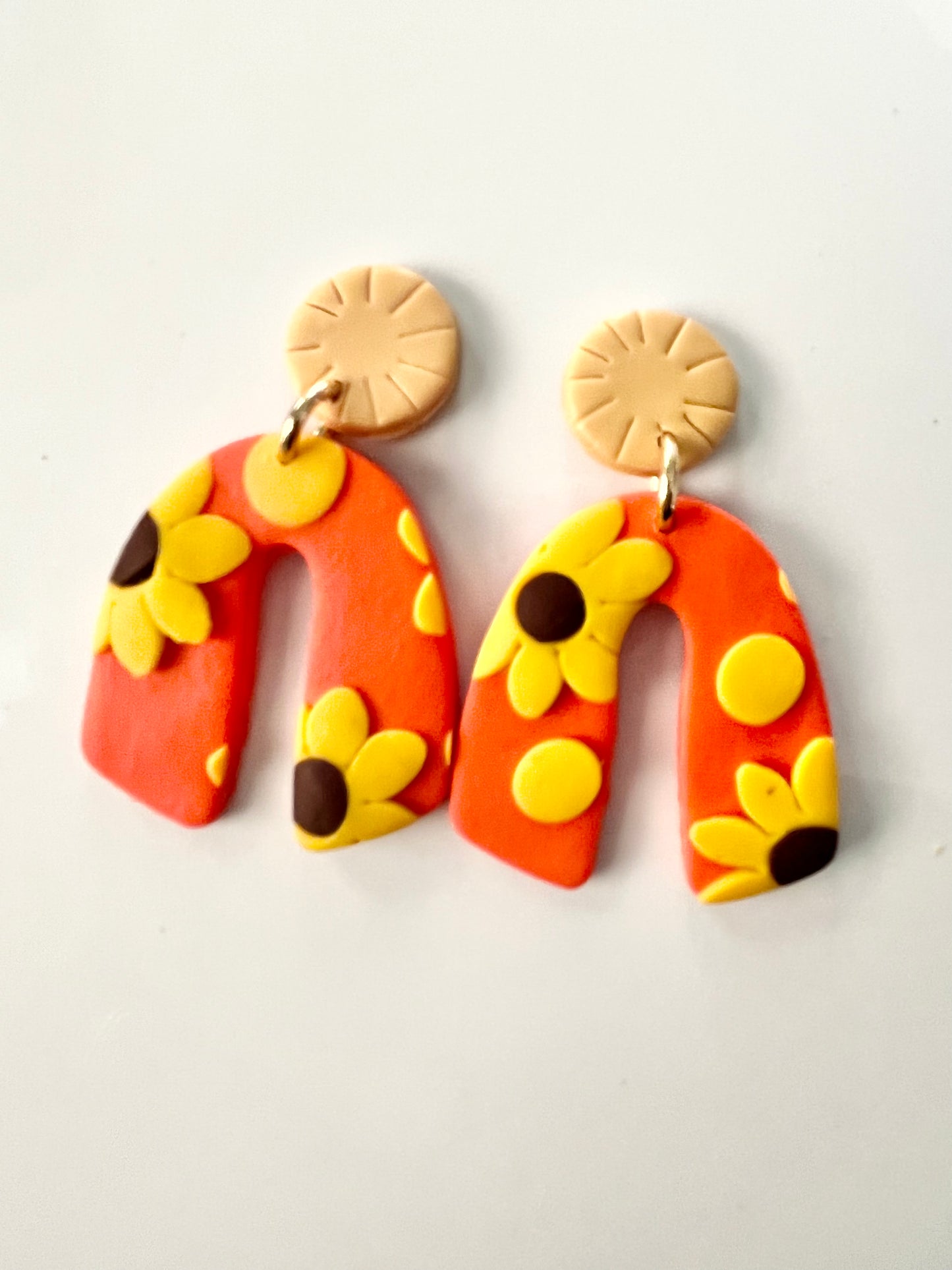 Orange flower FALL Earrings 1955