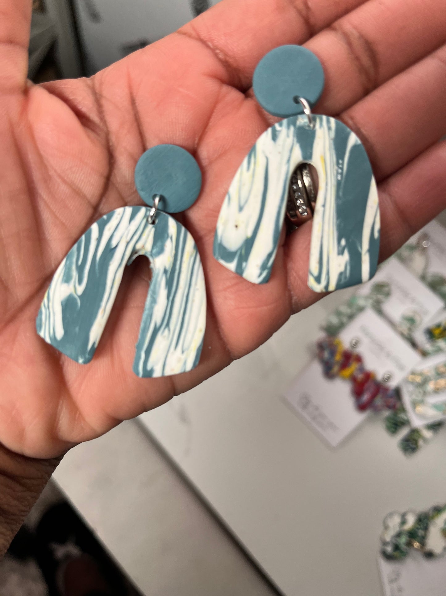 Blue green striated “Carmen” Earrings  1955