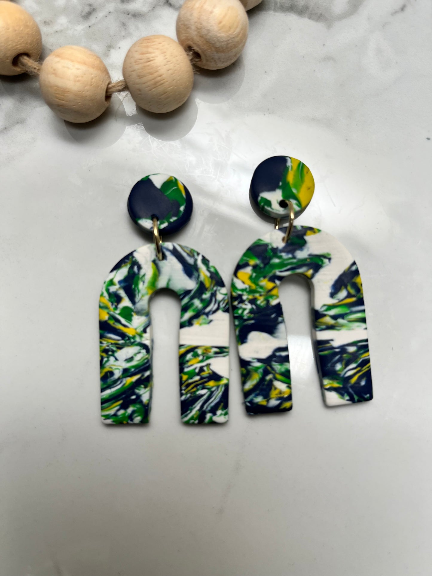 Multi color blues “Unique U ” Earrings  1955