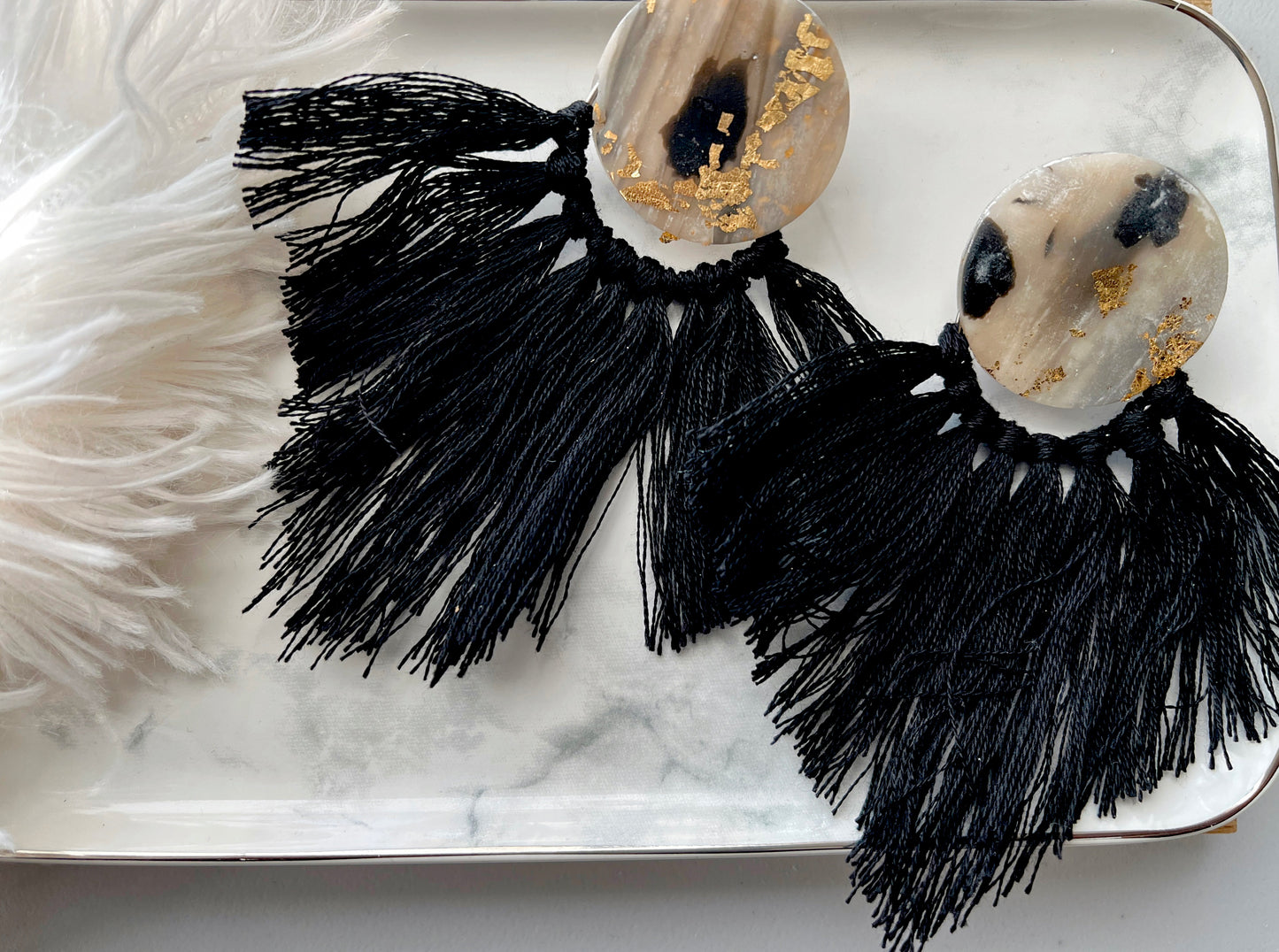 Esther Polymer Clay / Macrame Earrings