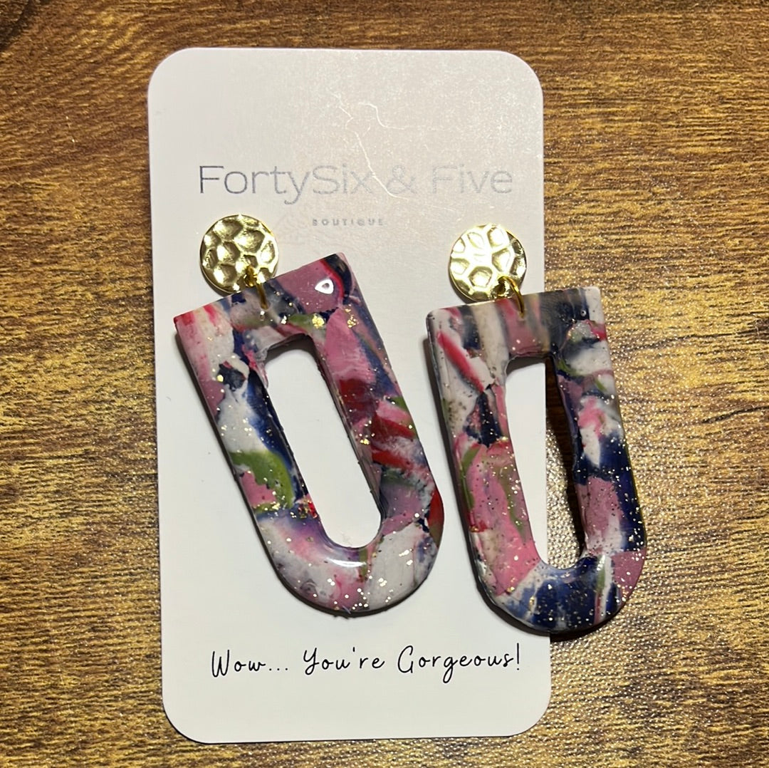 Gold flecks pink arch EARRINGS