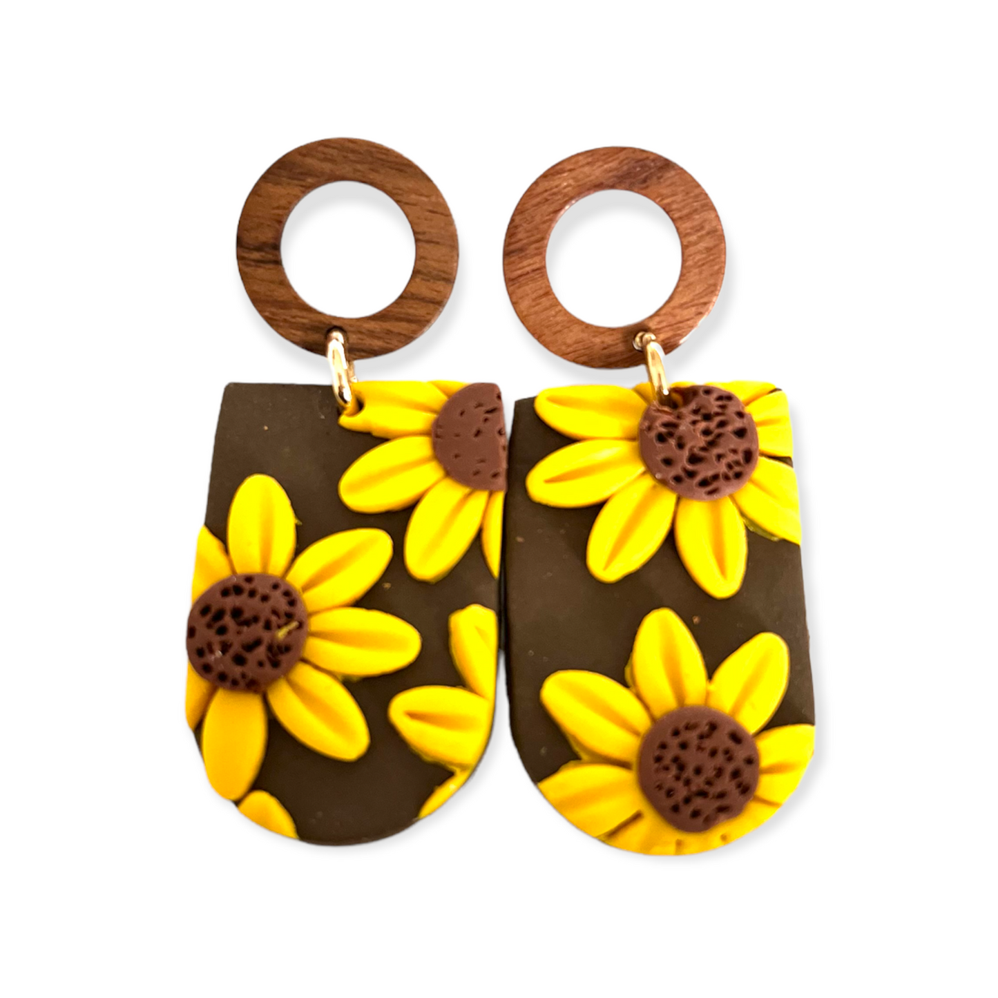 Brown circles sunflower Fall Earrings  1955