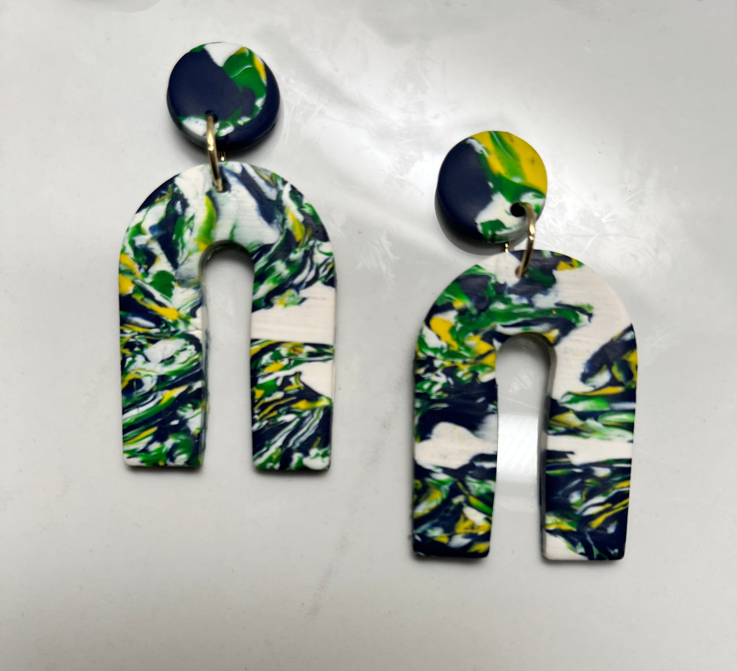 Multi color blues “Unique U ” Earrings  1955