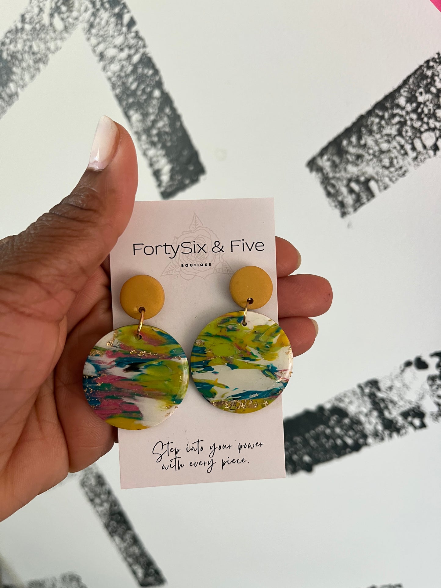 Green multicolor “JUNIE ” Earrings  1955