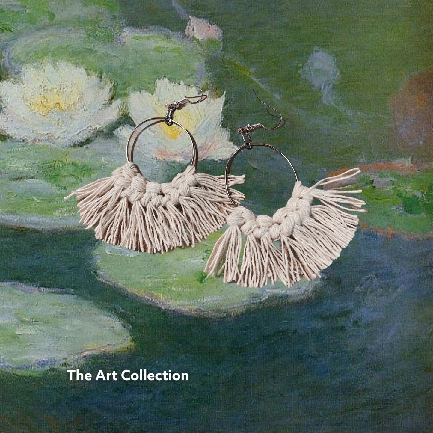 Neutal macrame earrings 1955