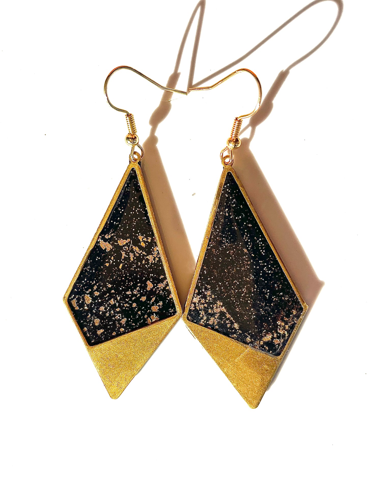 Gold rimmed geometric Earrings  ( black)1955