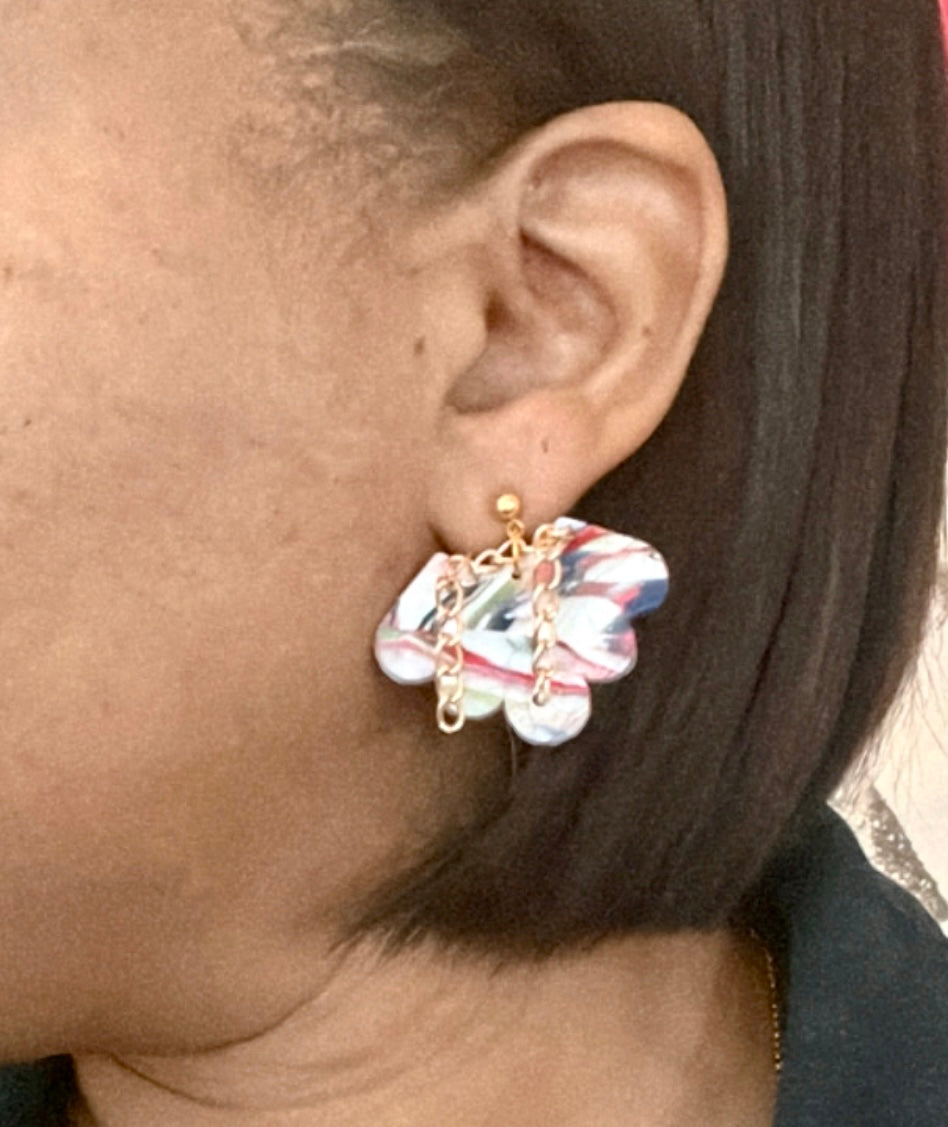 Shell with chains Makume Gane EARRINGS