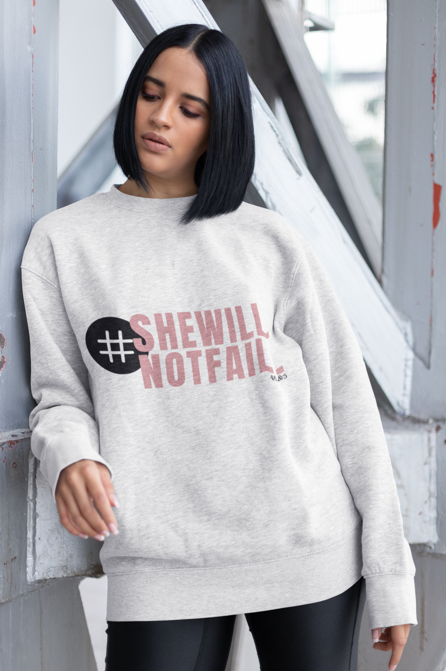 She will Not Fail Pink Letters Comfy Sweatshirt